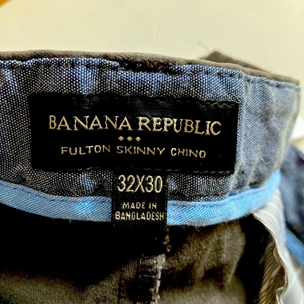 Banana Republic Men’s Pants, Fulton Skinny Chino, 32 x 30, inseam 27 1/2, Gray